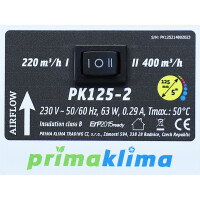 Prima Klima PK125 400(220)m³/h, Ø125mm